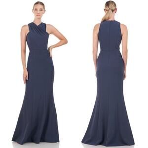 New! Kay Unger Talia Column Gown‎ navy blue, women size 10
